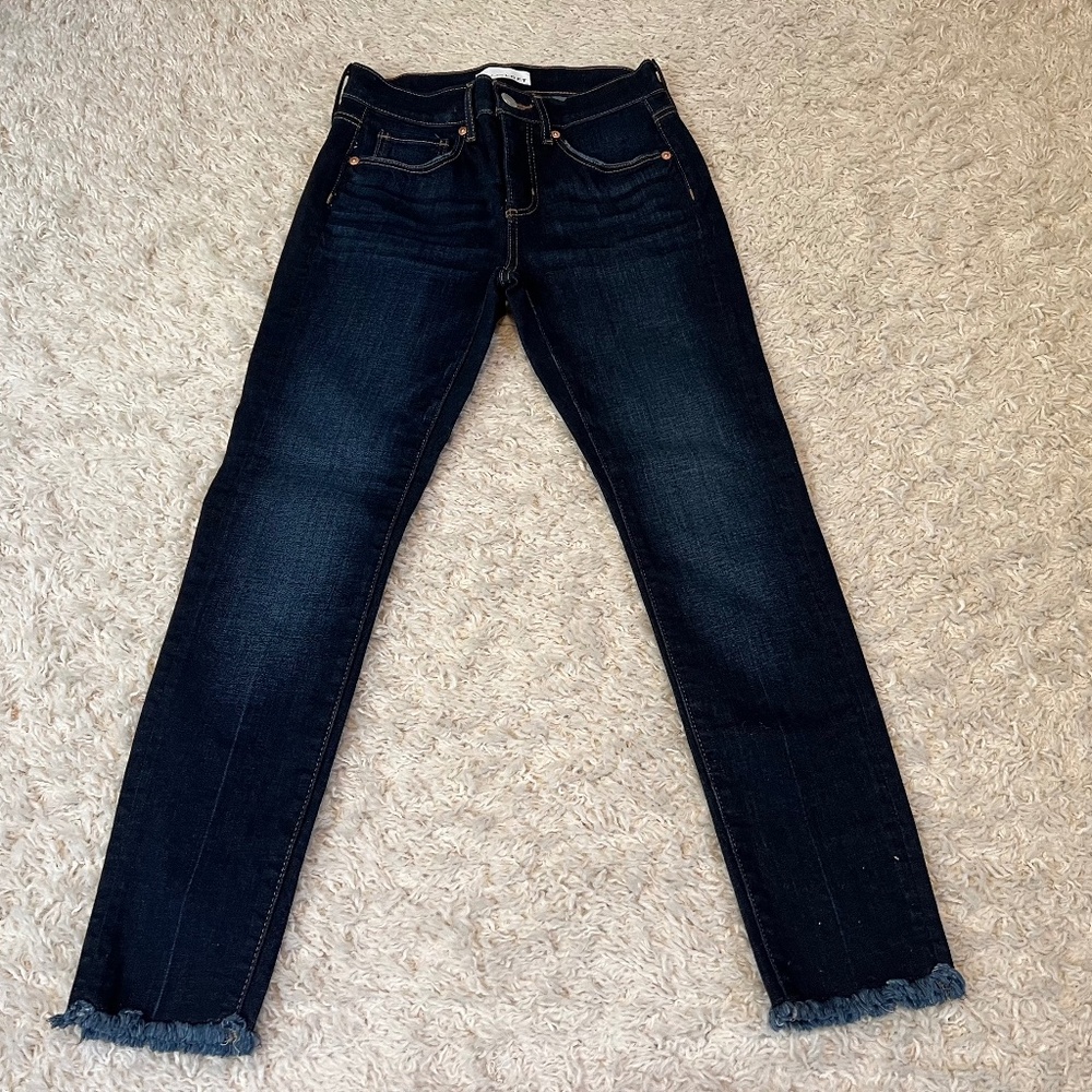 Loft Cropped Faded Denim Skinny Jeans Size 0
